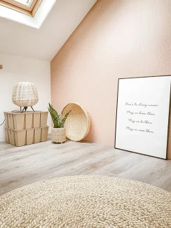 ESTAhome papier peint art déco rose pêche - 53 cm x 10.05 m - 139218