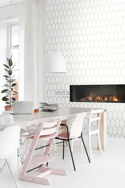 ESTAhome papier peint art déco blanc et or - 53 cm x 10.05 m - 139139
