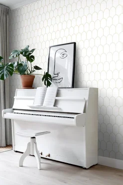 ESTAhome papier peint art déco blanc et or - 53 cm x 10.05 m - 139139