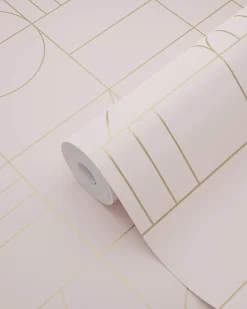ESTAhome papier peint art déco rose clair et or - 53 cm x 10.05 m - 139207