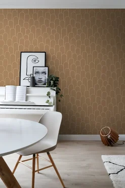 ESTAhome papier peint art déco terracotta - 50 x 900 cm - 139654