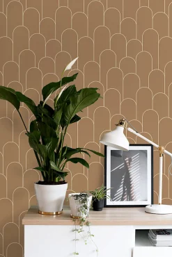 ESTAhome papier peint art déco terracotta - 50 x 900 cm - 139654