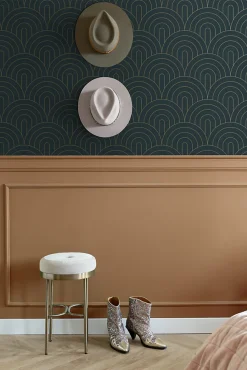 ESTAhome papier peint art déco bleu foncé - 53 cm x 10.05 m - 139743