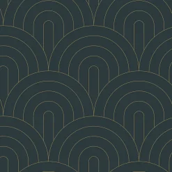ESTAhome papier peint art déco bleu foncé - 53 cm x 10.05 m - 139743