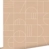 ESTAhome papier peint art déco rose pêche et blanc - 53 cm x 10.05 m - 139208