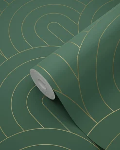 ESTAhome papier peint art déco vert émeraude - 53 cm x 10.05 m - 139744