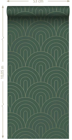 ESTAhome papier peint art déco vert émeraude - 53 cm x 10.05 m - 139744