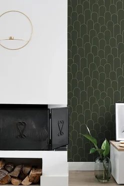 ESTAhome papier peint art déco vert foncé - 50 x 900 cm - 139656
