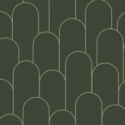 ESTAhome papier peint art déco vert foncé - 50 x 900 cm - 139656