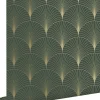 ESTAhome papier peint art déco vert foncé et or - 53 cm x 10.05 m - 139584