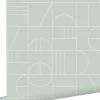 ESTAhome papier peint art déco vert menthe et blanc - 53 cm x 10.05 m - 139209