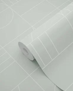 ESTAhome papier peint art déco vert menthe et blanc - 53 cm x 10.05 m - 139209