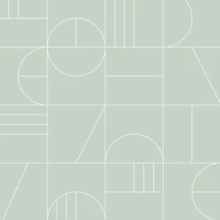 ESTAhome papier peint art déco vert menthe et blanc - 53 cm x 10.05 m - 139209