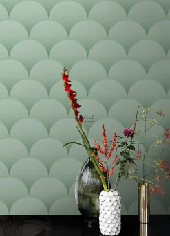 ESTAhome papier peint art déco vert grisé - 50 x 900 cm - 139466