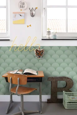ESTAhome papier peint art déco vert grisé - 50 x 900 cm - 139466