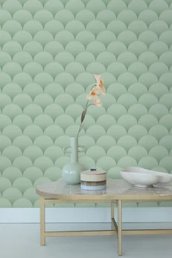 ESTAhome papier peint art déco vert grisé - 50 x 900 cm - 139466