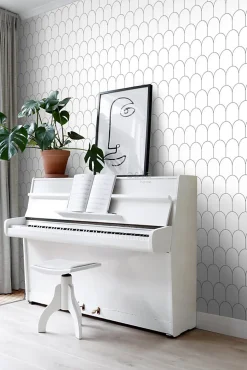 ESTAhome papier peint art déco blanc et noir - 53 cm x 10.05 m - 139140