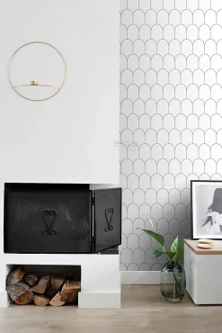 ESTAhome papier peint art déco blanc et noir - 53 cm x 10.05 m - 139140