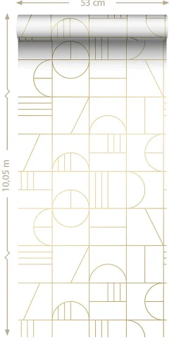ESTAhome papier peint art déco blanc et or - 53 cm x 10.05 m - 139141