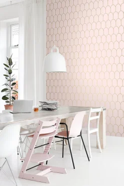 ESTAhome papier peint art déco rose clair et or - 53 cm x 10.05 m - 139201