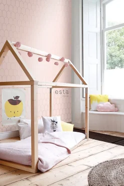 ESTAhome papier peint art déco rose clair et or - 53 cm x 10.05 m - 139201