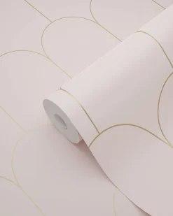 ESTAhome papier peint art déco rose clair et or - 53 cm x 10.05 m - 139201