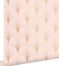 ESTAhome papier peint art déco rose clair et or rose - 53 cm x 10.05 m - 139229
