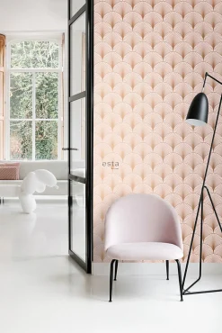 ESTAhome papier peint art déco rose clair et or rose - 53 cm x 10.05 m - 139229