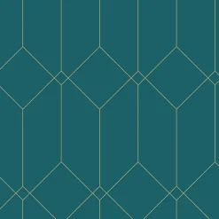 ESTAhome papier peint art déco or, vert et bleu - 53 cm x 10.05 m - 139224