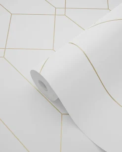 ESTAhome papier peint art déco blanc et or - 53 cm x 10.05 m - 139223