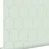 ESTAhome papier peint art déco vert menthe clair et or - 53 cm x 10.05 m - 139202