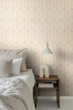 ESTAhome papier peint art déco or et beige - 53 cm x 10.05 m - 139747