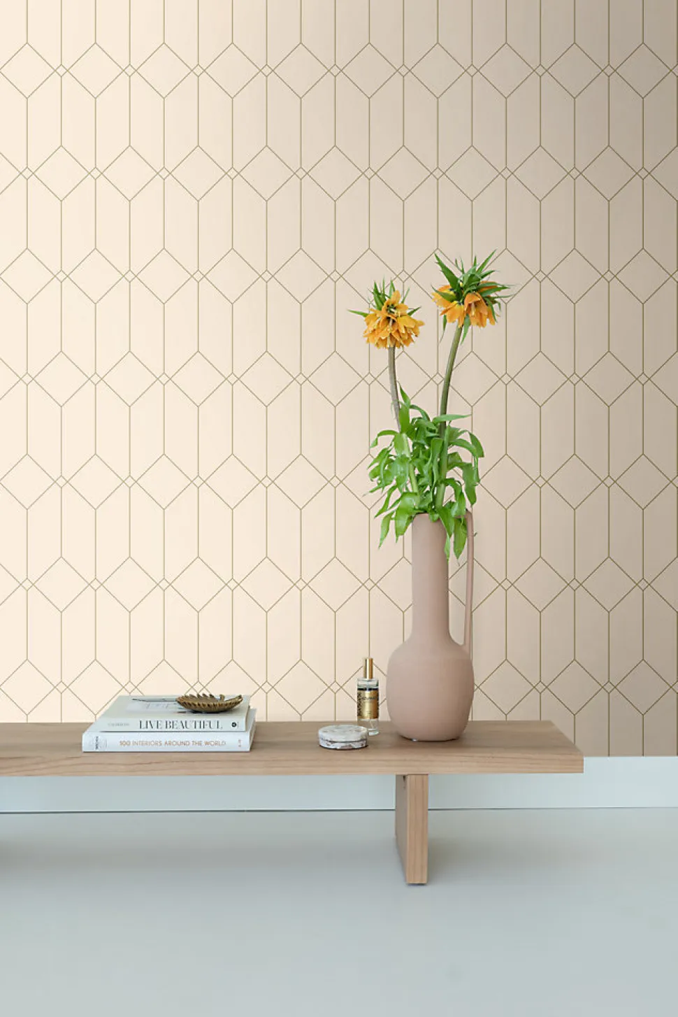 ESTAhome papier peint art déco or et beige - 53 cm x 10.05 m - 139747