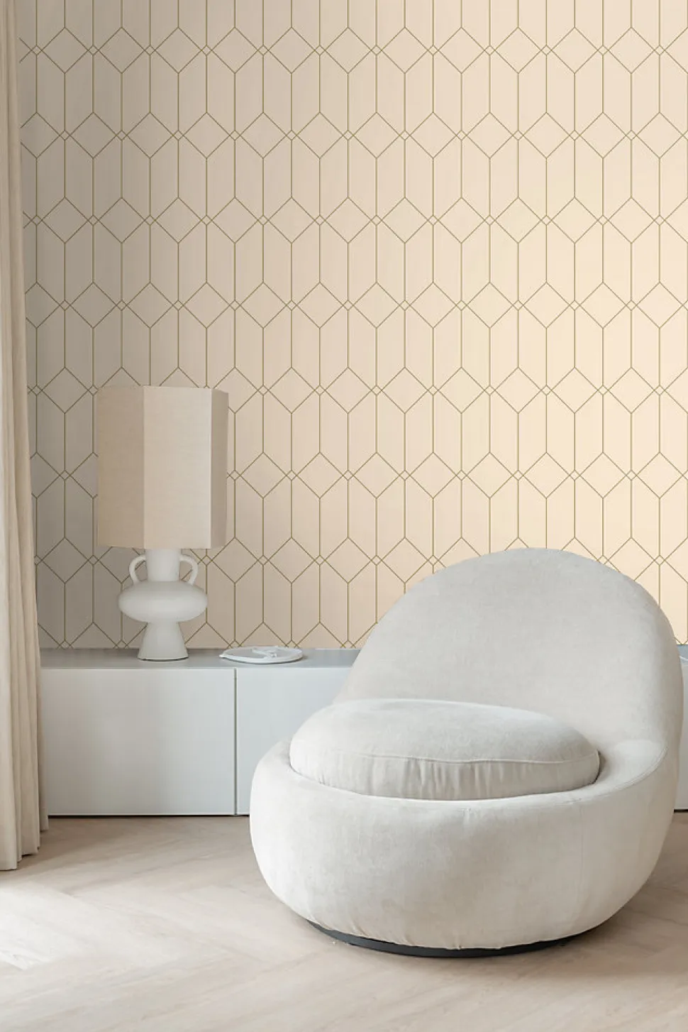 ESTAhome papier peint art déco or et beige - 53 cm x 10.05 m - 139747