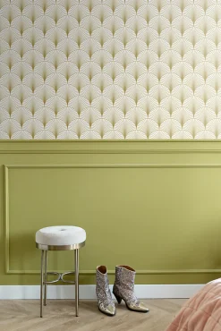ESTAhome papier peint art déco blanc et or - 53 cm x 10.05 m - 139456