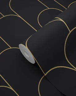 ESTAhome papier peint art déco noir et or - 50 x 900 cm - 139658
