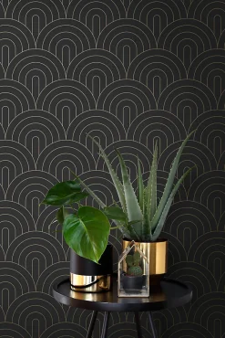 ESTAhome papier peint art déco noir et blanc - 53 cm x 10.05 m - 139742