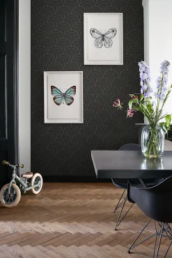 ESTAhome papier peint art déco noir et blanc - 53 cm x 10.05 m - 139742