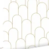 ESTAhome papier peint art déco blanc et or - 50 x 900 cm - 139653