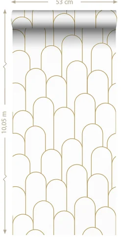 ESTAhome papier peint art déco blanc et or - 50 x 900 cm - 139653