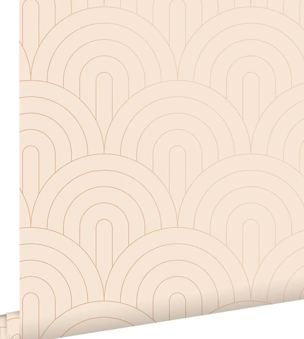 ESTAhome papier peint art déco rose pêche clair et or rose - 53 cm x 10.05 m - 139216