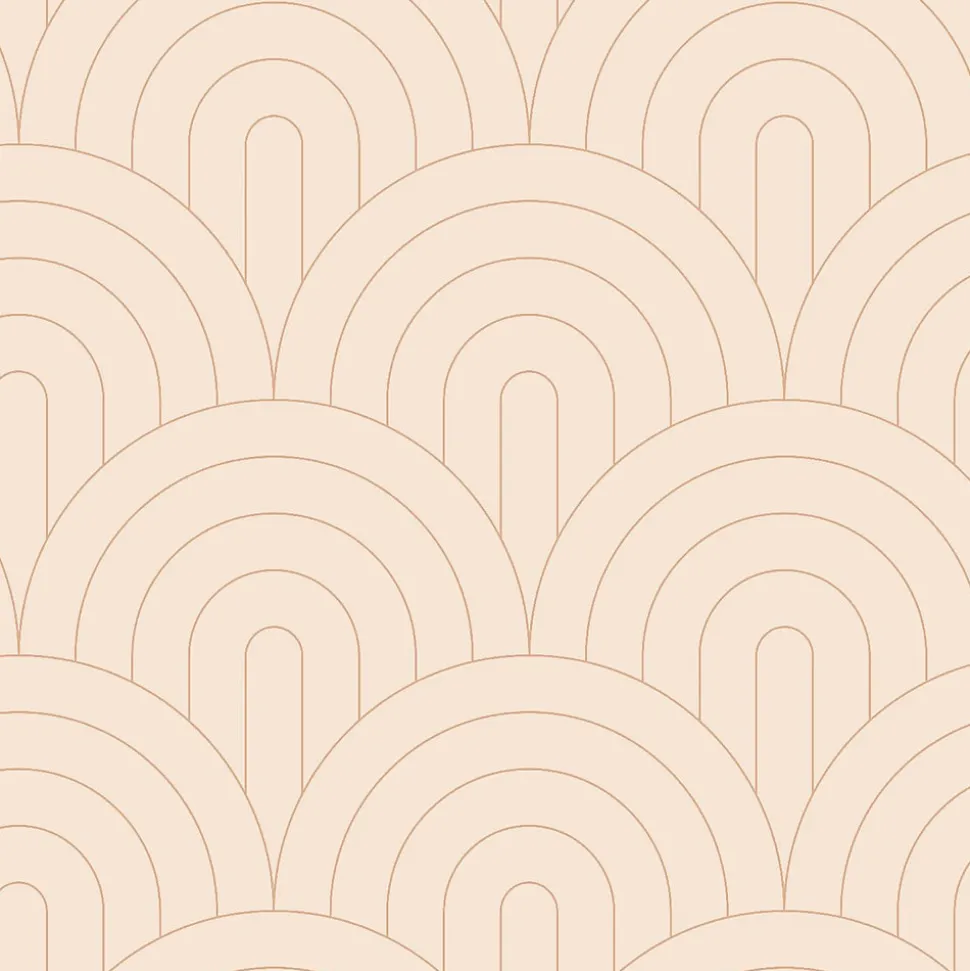 ESTAhome papier peint art déco rose pêche clair et or rose - 53 cm x 10.05 m - 139216
