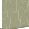 ESTAhome papier peint art déco vert kaki - 50 x 900 cm - 139655