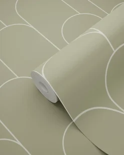 ESTAhome papier peint art déco vert kaki - 50 x 900 cm - 139655