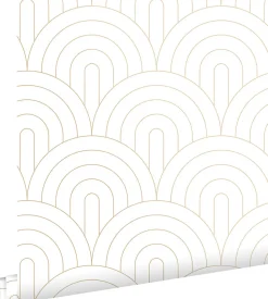 ESTAhome papier peint art déco blanc et or - 53 cm x 10.05 m - 139215