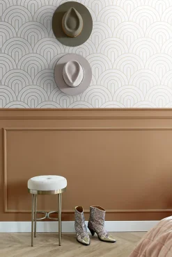ESTAhome papier peint art déco blanc et or - 53 cm x 10.05 m - 139215