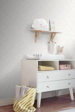 ESTAhome papier peint art déco blanc et or - 53 cm x 10.05 m - 139215