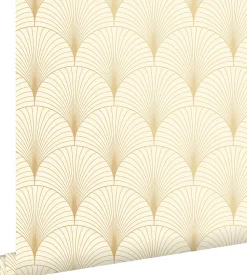 ESTAhome papier peint art déco beige et or - 53 cm x 10.05 m - 139458