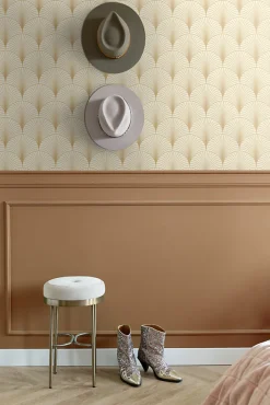ESTAhome papier peint art déco beige et or - 53 cm x 10.05 m - 139458