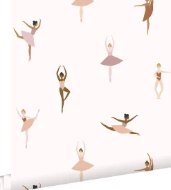 ESTAhome papier peint ballerines terracotta et rose lilas - 53 cm x 10.05 m - 139536